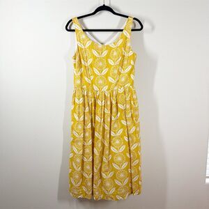Boden Yellow and White Midi Dress